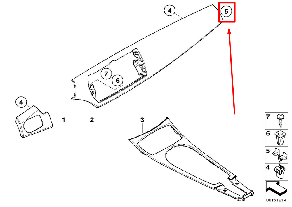 NEW BMW Z4 COUPE E86 CENTER CONSOLE TRIM CLAMP 07147124761 7124761 ORIGINAL 4 NEW GENUINE OEM 07147124761
