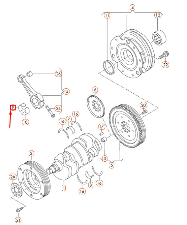 Audi A8 D4 Crankshaft Connector Bearing Bowl 079105701LGLB NEW ORIGINAL - Image 3