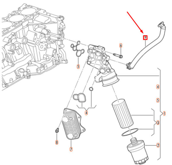 NEW VOLKSWAGEN BEETLE A5 OIL FILTER BREATHER HOSE 07K103558C ORIGINAL - Image 4