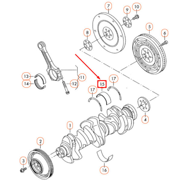 VW BEETLE A5 Engine Crankshaft Upper Bearing Shell 07K105561HBLA NEW GENUINE - Image 4