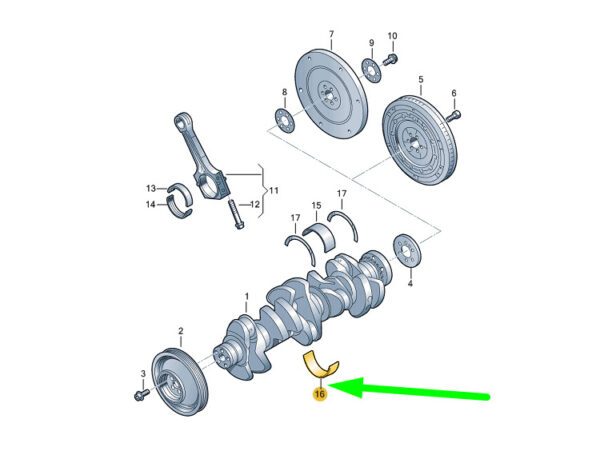 NEW VW BEETLE A5 LOWER CRANKSHAFT BEARING SHELL 07K105591FGLB ORIGINAL - Image 3