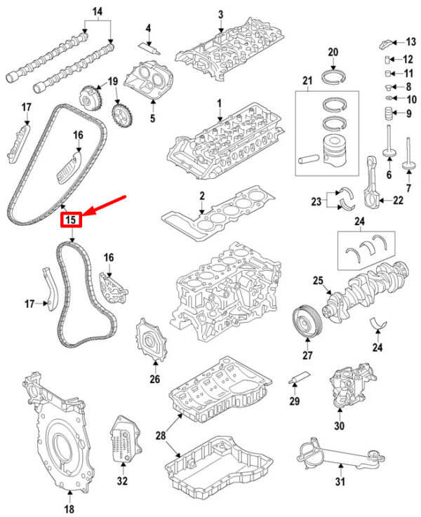 NEW AUDI TT ROADSTER FV UPPER ENGINE CONTROL CHAIN 07K109231C ORIGINAL - Image 4