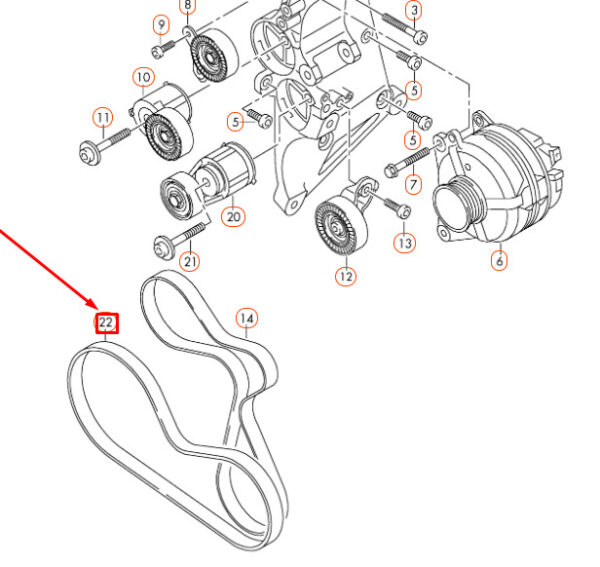Audi TT RS 8J accessory drive poly V-belt 07K145933R NEW REAL - Image 4