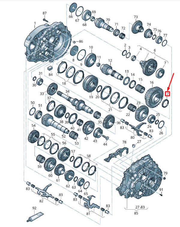 VW TRANSPORTER VI T6 transmission needle bearing - 0A5311384C, new original - Image 3