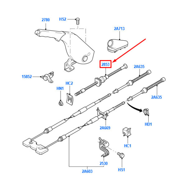NEW FORD FOCUS MK1 PARKING BRAKE FRONT CABLE ASSY 1076707 98AG-2853-AF ORIGINAL - Image 3