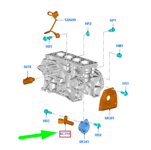NEW GENUINE OEM 1110834 NEW FORD B-MAX B232 CRANKSHAFT POSITION SENSOR YS6A-6C315-AB 1110834 ORIGINAL
