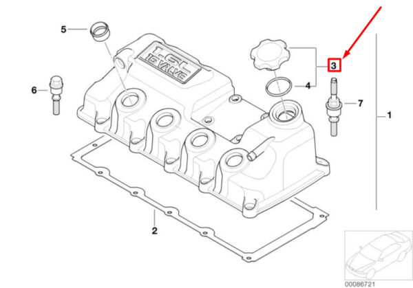 MINI CONVERTIBLE R52 engine oil filler cover 1486686 11121486686 NEW REAL - Image 4