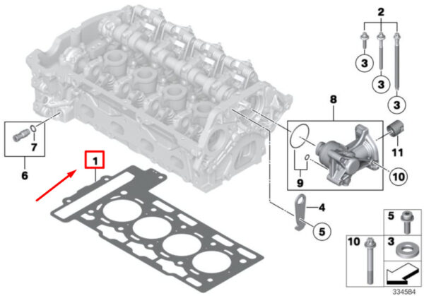 MINI COOPER S CONVERTIBLE R57 engine cylinder head gasket 11127586908 NEW REAL - Image 4