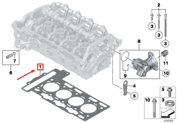 MINI COOPER S COUPE R58 cylinder head gasket 11127595138 NEW REAL - Image 5
