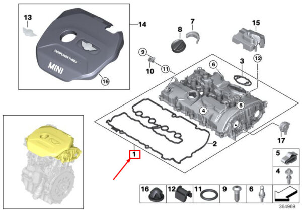 MINI COOPER F56 ENGINE CYLINDER HEAD COVER 7611278 11127611278 NEW GENUINE - Image 4
