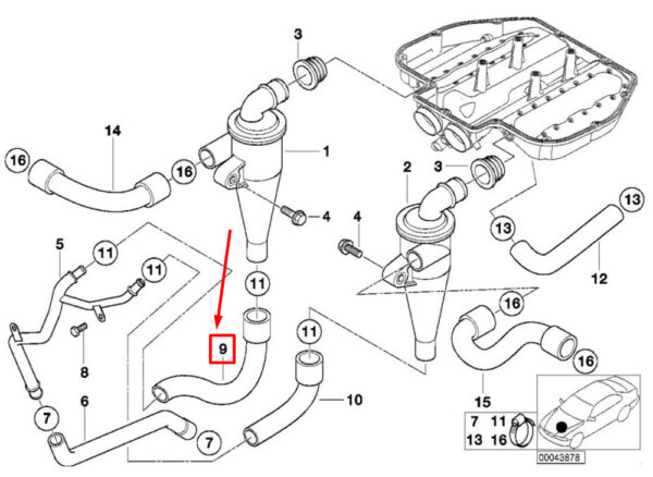 BMW Z8 Roadster E52 engine oil separator hose 1407344 11151407344 NEW ORIGINAL - Image 4