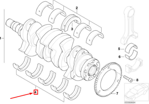 NEW MINI CONVERTIBLE R52 ENGINE LOWER CRANKSHAFT MAIN BEARING 11211487190 ORIGINAL - Image 4