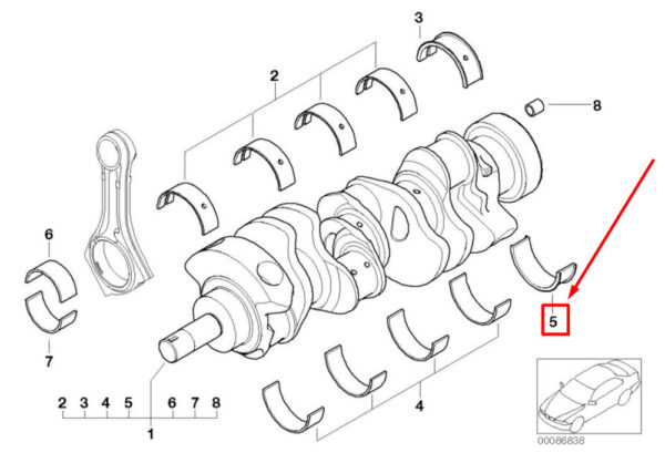 BMW 6 E63 Crankshaft Bearing Shell 11217532955 7532955 NEW ORIGINAL - Image 4