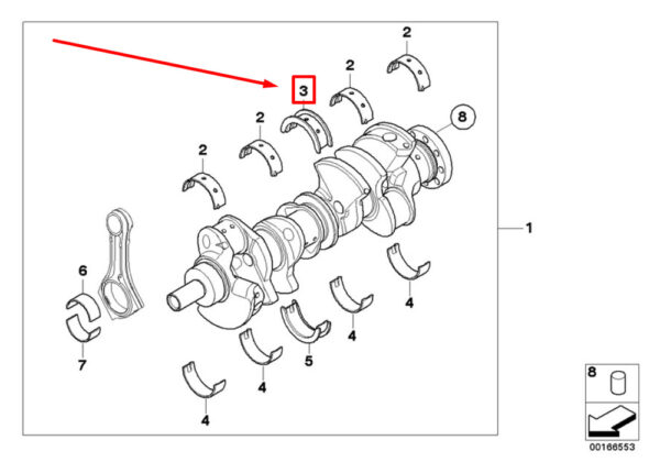 BMW X6 E71, E72 crankshaft bearing shell 11217576768 7576768 NEW ORIGINAL - Image 4