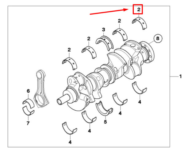 BMW 5 F10 engine crankshaft main bearing 7604923 11217604923 NEW ORIGINAL - Image 4