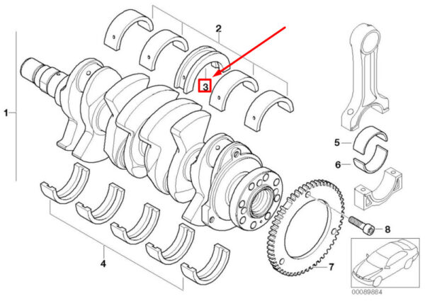 MINI COOPER R50 engine crankshaft guide bearing shell 11217829946 NEW REAL - Image 4