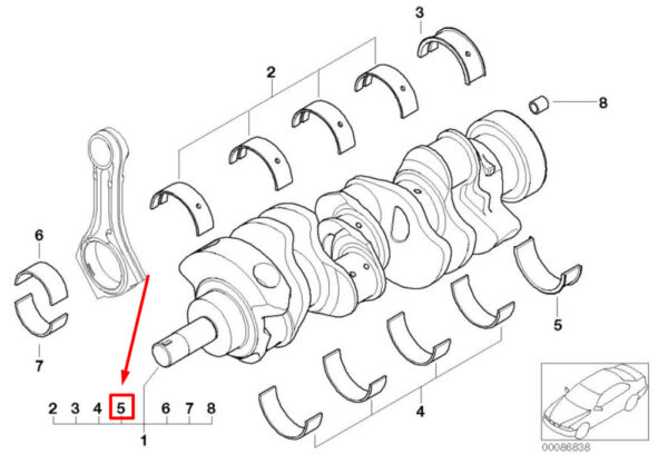 BMW 3 Convertible E93 Engine Crankshaft Main Bearing 7841605 11217841605 NEW ORIGINAL - Image 4