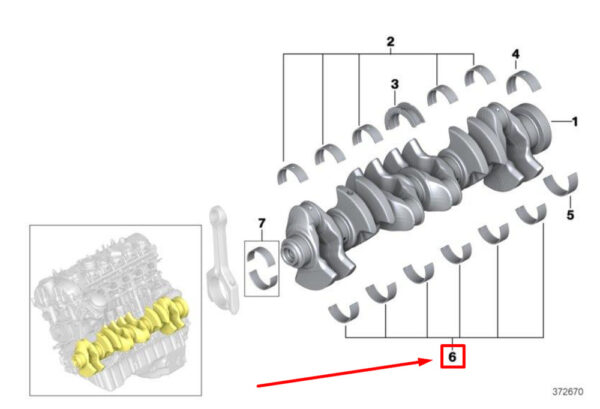 BMW 2 Coupe F22, F87 crankshaft bearing shell 7849239 11217849239 NEW ORIGINAL - Image 4
