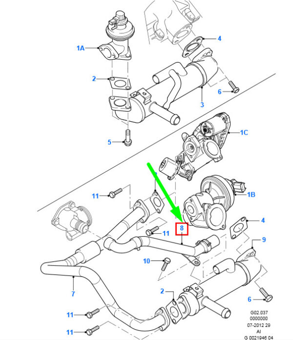 NEW FORD MONDEO MK3 EGR TO COOLER INLET HOSE 1122510 1C1Q-9Y438-AB ORIGINAL - Image 3