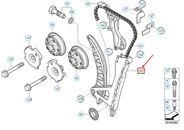 OEM BMW 3 SERIES E46 CHAIN TENSIONER & GUIDE RAIL 7512519 11317512519 ORIGINAL - Image 4