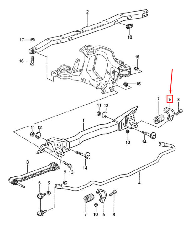 Porsche 968 stabilizer rear support rod 113411333 new original