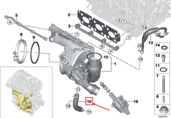 MINI CLUBMAN F54 TURBOCHARGER OIL RETURN LINE 11428616574 8616574 NEW GENUINE - Image 4