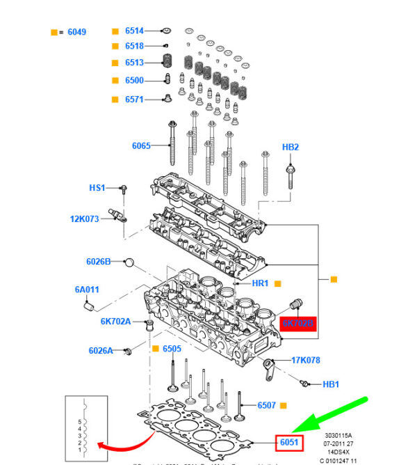 NEW FORD FOCUS MK2 CYLINDER HEAD GASKET 1146053 2S6Q-6051-EA ORIGINAL - Image 3