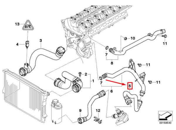 BMW X5 E53 radiator hose 7510120 11537510120 NEW ORIGINAL - Image 5