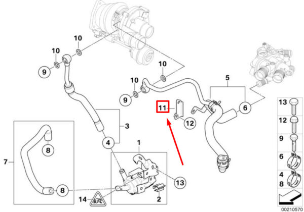 NEW MINI CONVERTIBLE R57 ENGINE COOLANT PIPE MOUNT 11537568433 7568433 ORIGINAL - Image 4