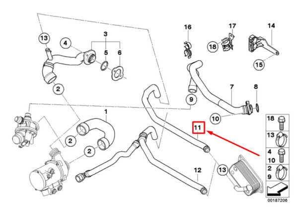 BMW 5 F10 radiator coolant pipe hose 7581872 11537581872 NEW ORIGINAL - Image 4