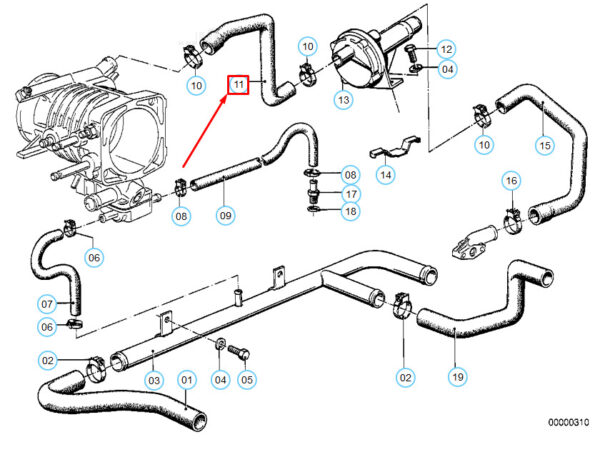BMW 6 E24 cooling system water hose 11611271603 1271603 NEW REAL