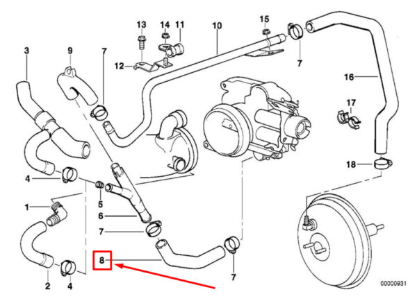 BMW 5 E39 Estate Saloon Vacuum Control Hose 11611704927 1704927 NEW ORIGINAL - Image 4