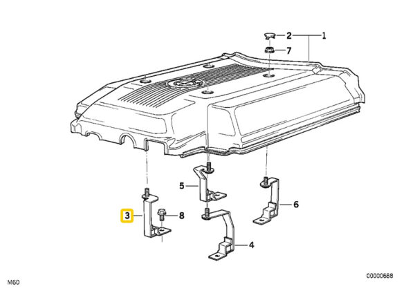 BMW Original 11611742207 7' Right Front Bracket E38 - Image 4