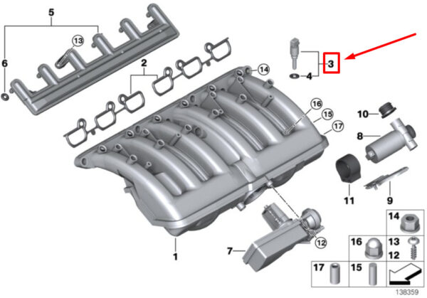 BMW 5 E60 intake manifold blind plugs 7521836 11617521836 NEW original - Image 4