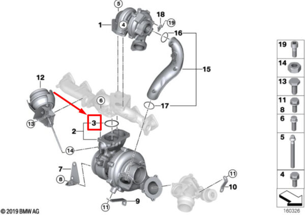 BMW X5 E70 engine turbocharger spacer ring 7802595 11657802595 NEW ORIGINAL - Image 4