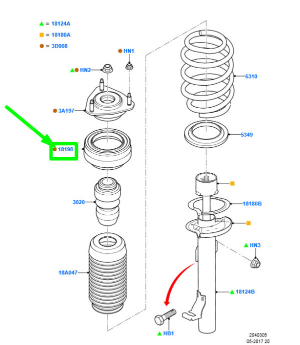 NEU ORIGINAL OEM 1198235 2S61-3K099-AC NEW FORD FIESTA WS MK5 FRONT SPRING BEARING 1198235 ORIGINAL