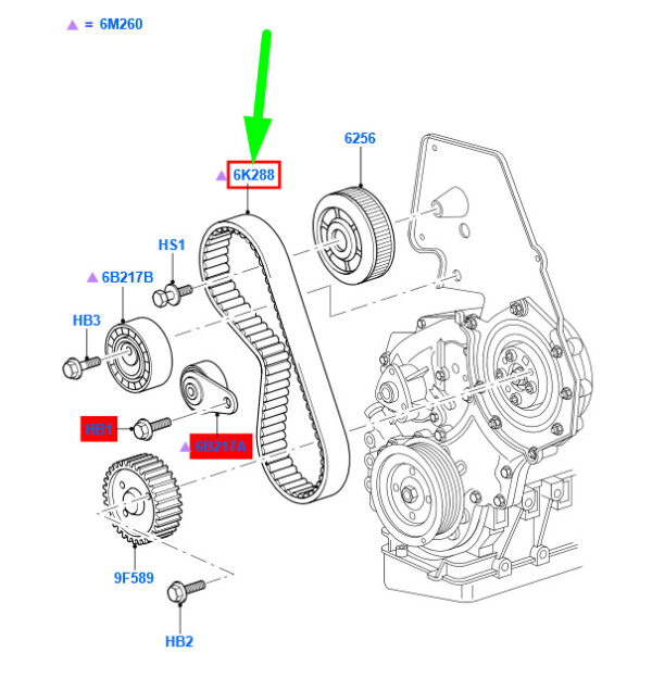 NEW FORD FOCUS MK2 TIMING BELT 1215977 2T1Q-6K288-AA ORIGINAL - Image 3