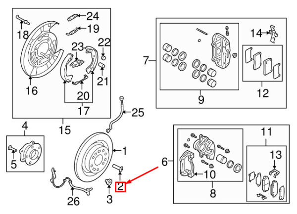 1220306167B Hyundai Santa FE MK3 DM brake disc screw rear 1220306167B NEW ORIGINAL