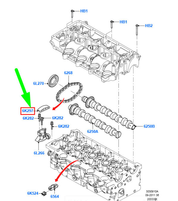 NEW GENUINE OEM 1231977 NEW FORD C-MAX MK1 CAMSHAFT TIMING CHAIN GUIDE 1231977 3M5Q-6M256-AA ORIGINAL
