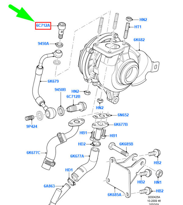NEW FORD KUGA C394 MK1 TURBO OIL LINE BANJO BOLT 1234858 3M5Q-6C712-AA ORIGINAL - Image 3
