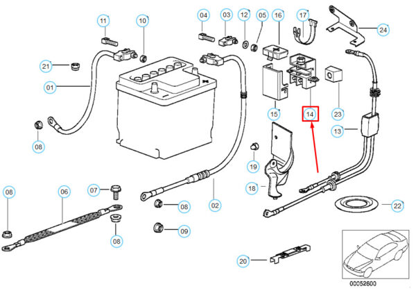 New BMW 3 E36 Auxiliary Jump Starter Clamp Cover 12422246442 ORIGINAL - Image 4