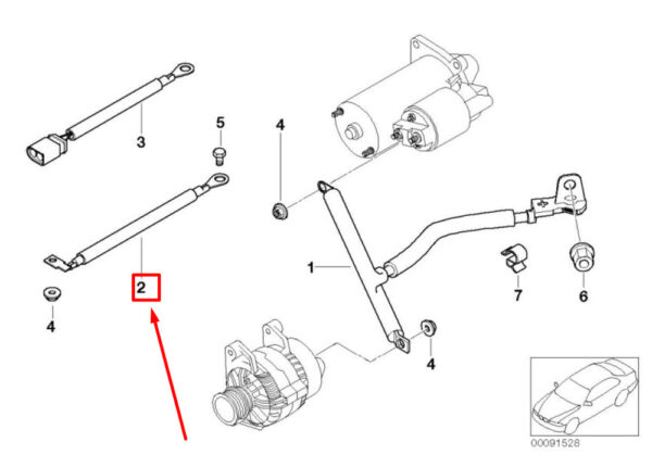 BMW 6 Convertible E64 Ground Cable Motor Battery 12427551559 7551559 - Image 4