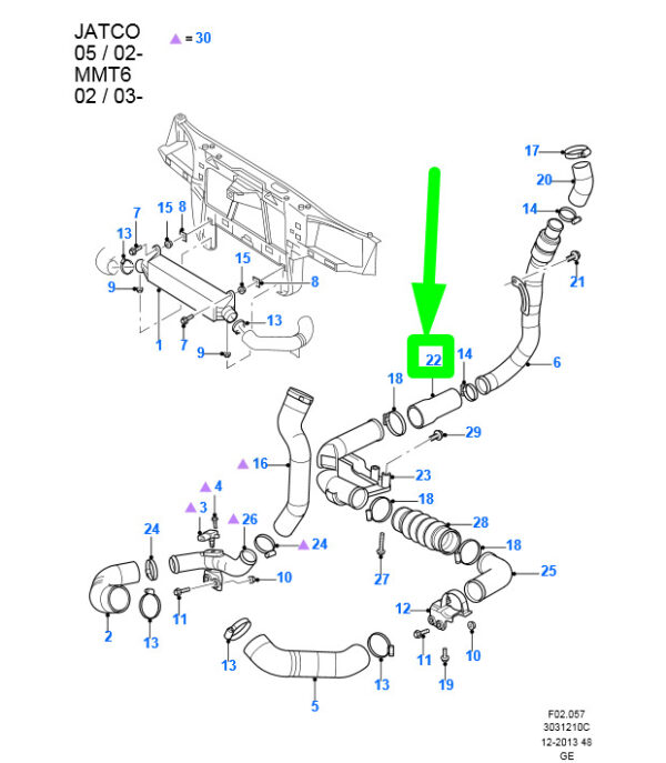 NEW FORD MONDEO MK3 INTERCOOLER PIPE TURBO HOSE 1253959 2S7Q-6N651-AC ORIGINAL - Image 3