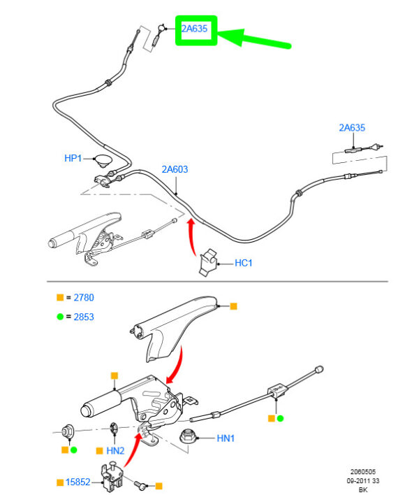 NEW FORD FIESTA BE256 MK5 REAR PARKING BRAKE CABLE 98AG-2A635-AG 1335046 - Image 3