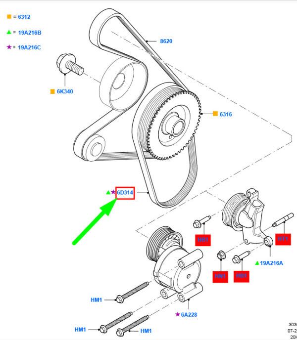 NEW FORD C-MAX MK1 DRIVE BELT KIT 3M5Q-6D314-CB 1346034 ORIGINAL - Image 3