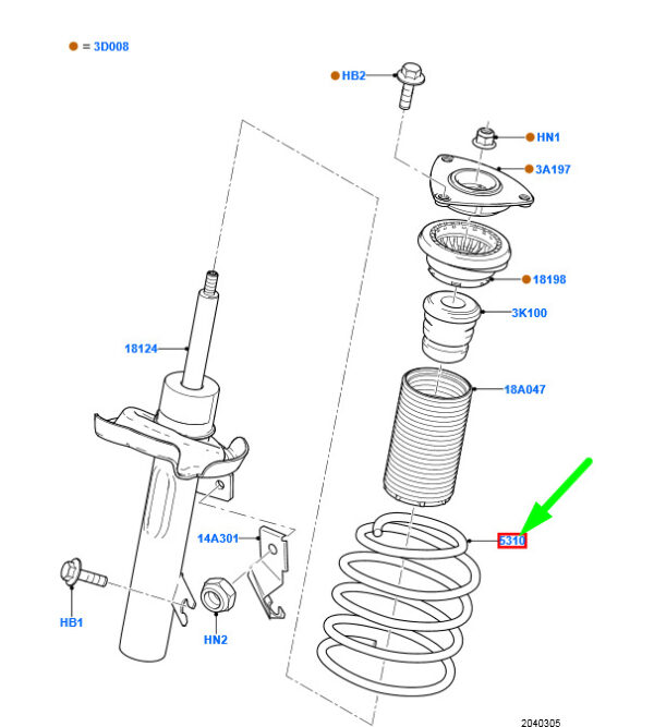 NEW FORD FOCUS MK2 FRONT COIL SPRING 4M51-5310-BEA 1348882 ORIGINAL - Image 3