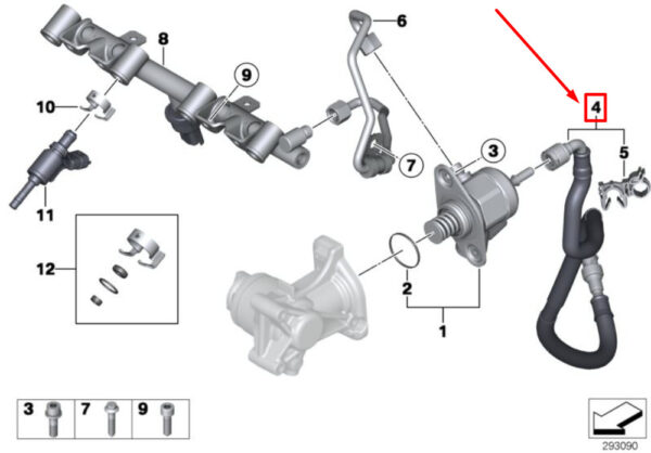 NEW MINI COUPE R58 COOPER S HIGH PRESSURE FUEL SUPPLY LINE 13537605189 ORIGINAL - Image 4