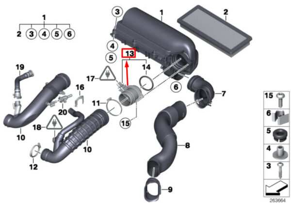 NEW MINI CONVERTIBLE R57 AIR MASS CURRENT SENSOR 7582553 13627582553 GENUINE - Image 4