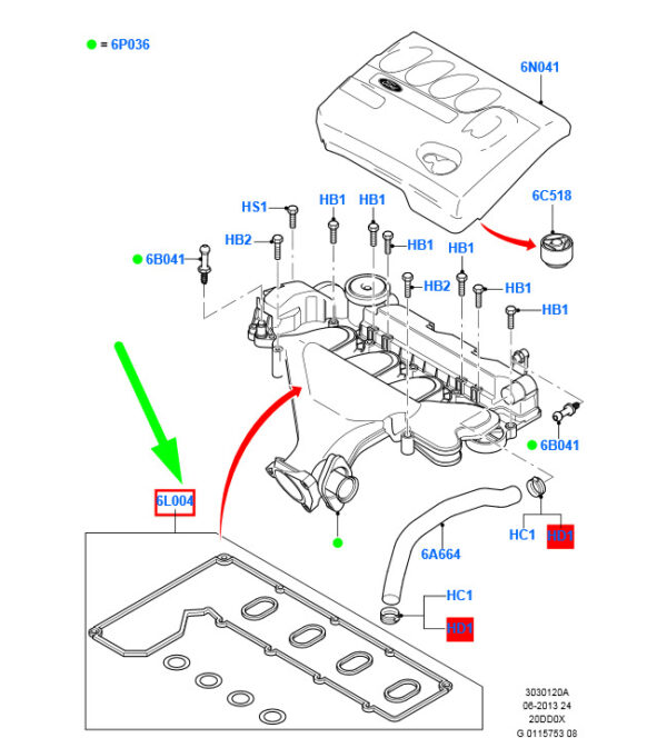 NEW FORD C-MAX MK1 INLET MANIFOLD COVER SEAL SET 1365586 3M5Q-6L004-CA ORIGINAL - Image 3