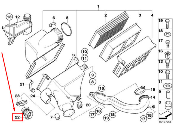 BMW 5 E39 Intake Hose Air Hose 13711437886 1437886 NEW ORIGINAL - Image 5